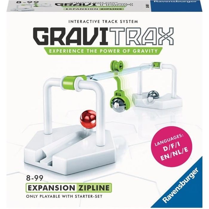 GraviTrax Bloc d'action Zipline / Tyrolienne - Jeu de construction STEM - Circuit de billes créatif - Ravensburger- des 8 ans