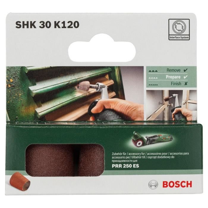 Manchon abrasif Bosch - Accessoire pour Texoro (Grain 120, Largeur 30mm, Conique)