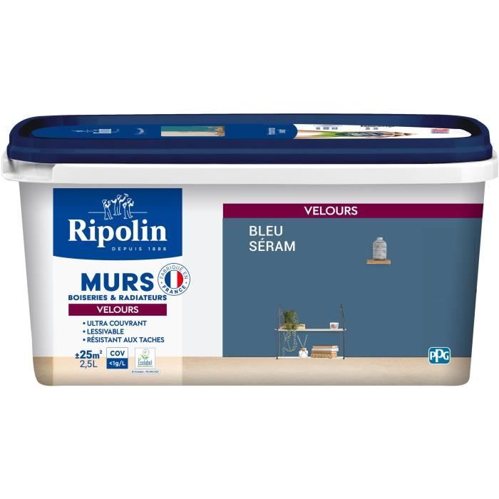 Wall decoration, woodwork & radiators, blue velvet seram - RIPOLIN - 2.5 L