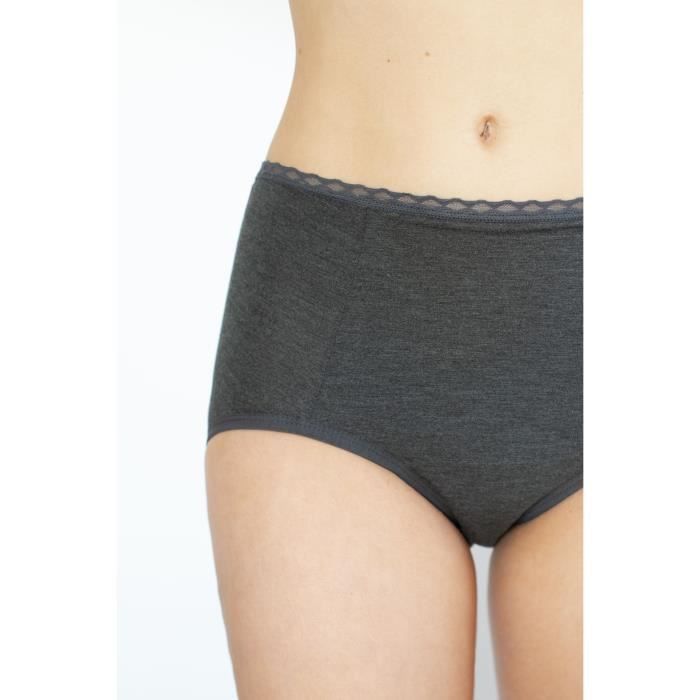 GERARD PASQUIER Culotte Haute Menstruelle Flux Moyens Gris Chiné Femme