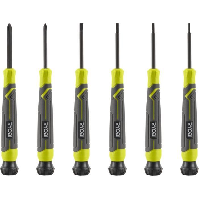 Juego de 6 destornilladores de precisi�n - RYOBI - SL1, SL2, SL3, PH1, PH0, SL2