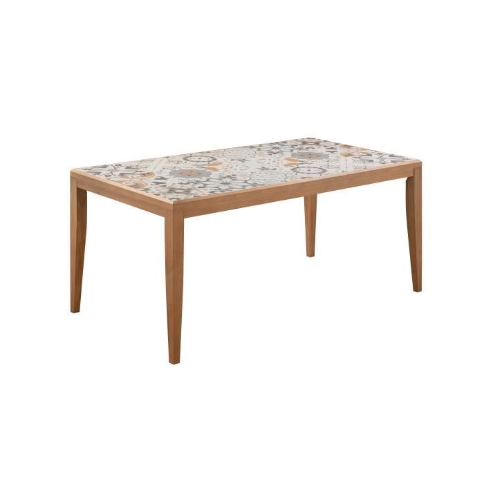 Table de jardin en bois - 162 cm - Bois de pin du Chili + carrelage c?ramique mosaique