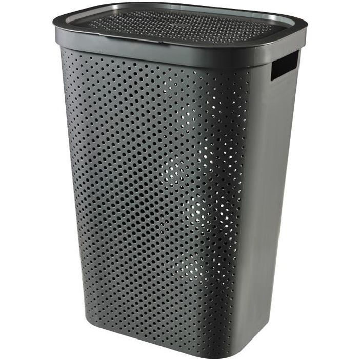 CURVER Coffre a linge 60L Infinity Dots - Plastique recyclé - Gris