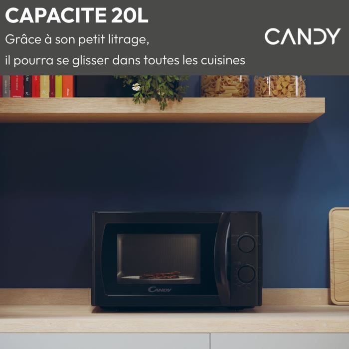 Micro-ondes pose libre CANDY CMW20SMB- Noir - 20L - 700W - plateau 25,5 cm