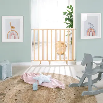 Image secondaire de Barrière de Sécurité Bébé en Bois Naturel - ROBA, Réglable de 62 à 105 cm