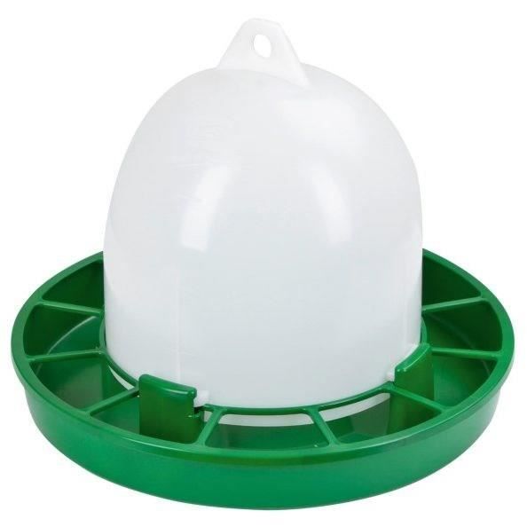 Comedero para pollos de plástico - KERBL - 24 cm - Ø30 cm - 2,5 kg - Blanco / Verde