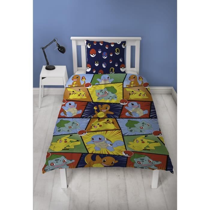 Image secondaire de Parure de lit réversible - POKEMON - Starter & Poké-ball - Microfibre - 1 housse de couette 140 x 200 cm + 1 taie 63 x 63 cm