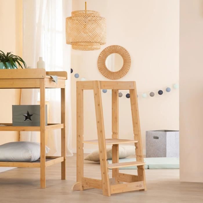 Image secondaire de Tour d'apprentissage Montessori - ROBA - Bambou Certifié FSC - Réglable sur 3 niveaux de hauteur - Jusqu'a 80 Kg - Naturel