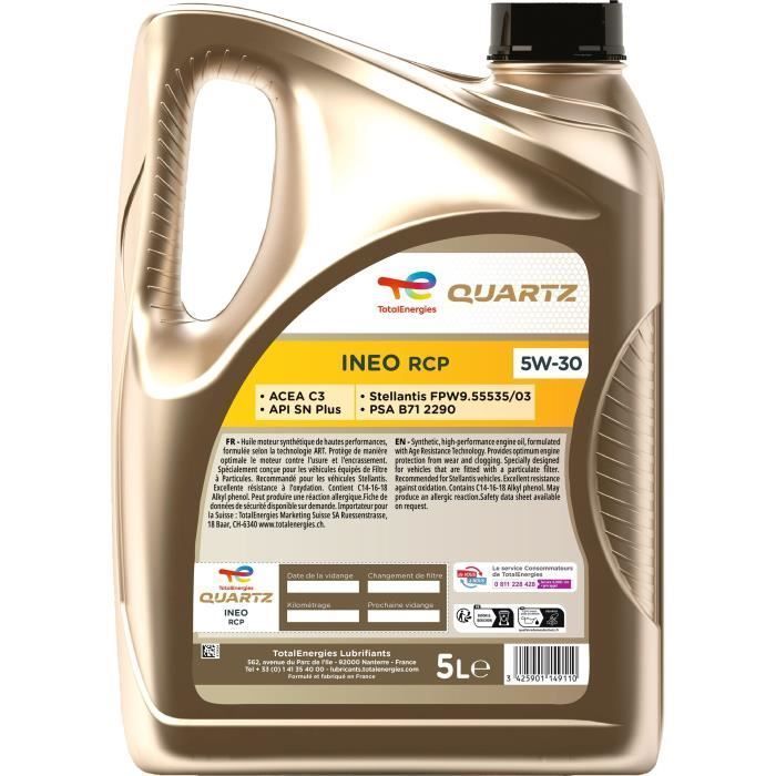 Image secondaire de Huile moteur - TOTALENERGIES - Quartz Ineo RCP 5W-30 - 5L