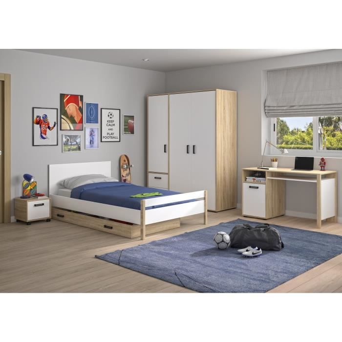 COFFRE 1 PORTE - NATUREL L:90 H:43 P:40 - Décor Blanc - KYLLIAN - Made in France - Gami