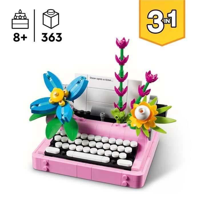 Image secondaire de LEGO Creator 31169 3-en-1 La machine a écrire avec des fleurs - Jeu pour fille des 8 ans