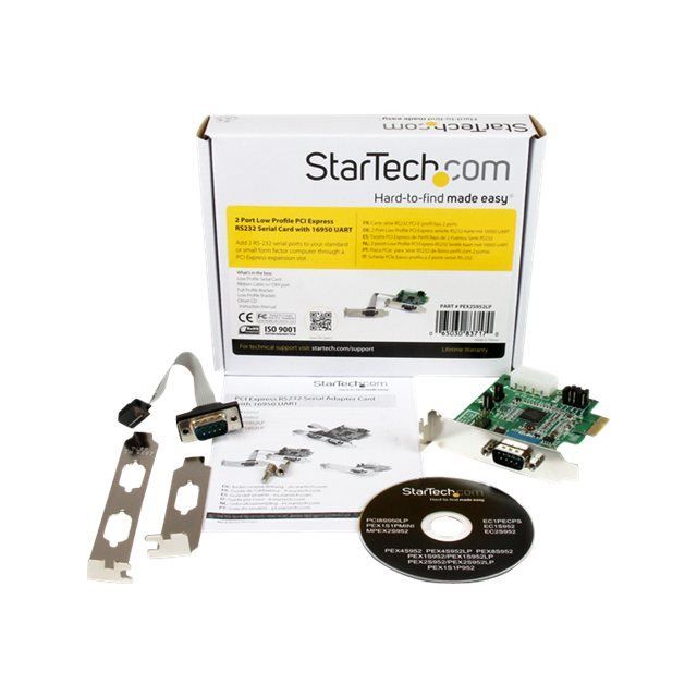 StarTech.com Carte PCI Express a faible encombrement avec 2 ports série RS232 DB9 - UART 16950 (PEX2S952LP)