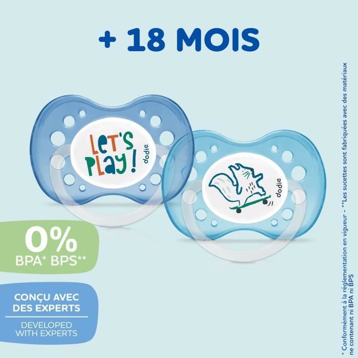 Image secondaire de DODIE Sucettes Anatomiques +18 Mois sans BPA, Résistante -Let's Play/Ecureuil/Fusée NUIT- Lot de 3