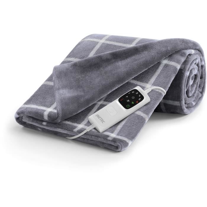 Heated Blanket - Imetec - Heated blanket 150x110 cm - 6 Temperatures - Velvet and Sherpa Touch Fabric - Machine washable