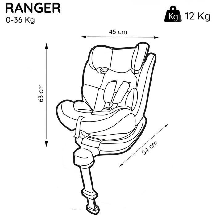 Nania Isofix Ranger Seggiolino Auto Gruppo 0/1/2/3 (0-36kg) Girevole 360°