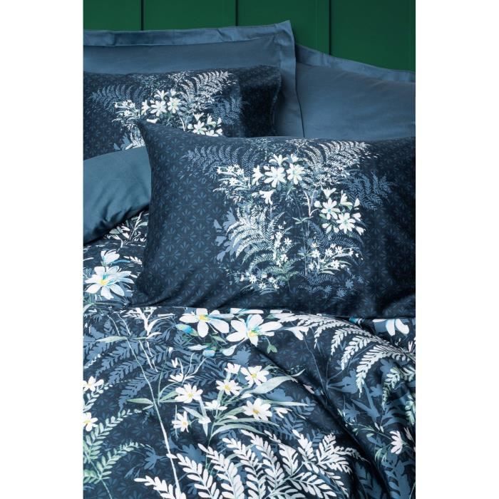 Image secondaire de Parure de lit - 1 housse de couette 220 x 240 cm + 2 taies d'oreiller 60 x 60 cm - Satiné 100% coton - Vert