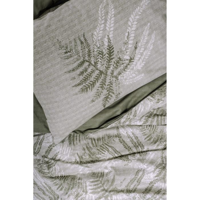 Image secondaire de Parure de lit - 1 housse de couette 220 x 240 cm + 2 taies d'oreiller 60 x 60 cm - 100% coton renforcé - Kaki