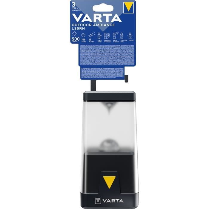 Lanterna-VARTA-Lanterna per ambienti esterni L30RH-500lm-Ibrida (batterie o cavo)-IP54-LED ad alte prestazioni-luce bianca o rossa