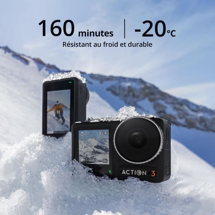 Caméra d'action - DJI - Osmo Action 3 Adventure Combo - 4K/120 ips - HorizonSteady - Noir