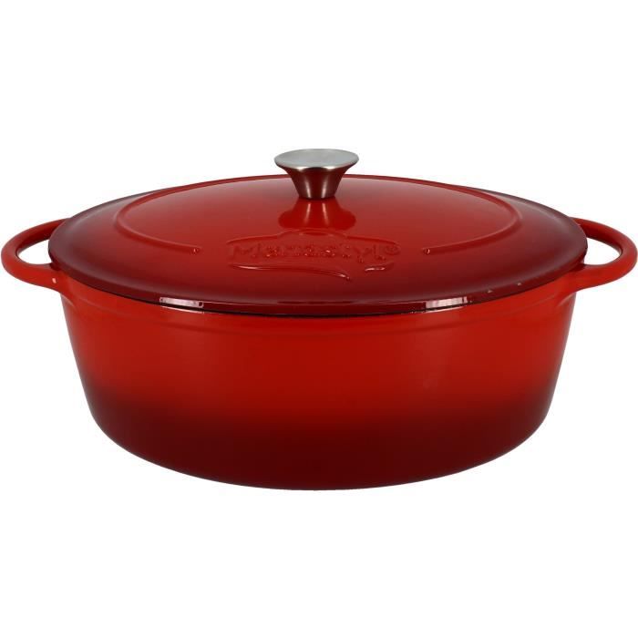 Cocotte - MENASTYL - 6020103 - Ovale - En fonte acier émaillé - Rouge - 9 litres