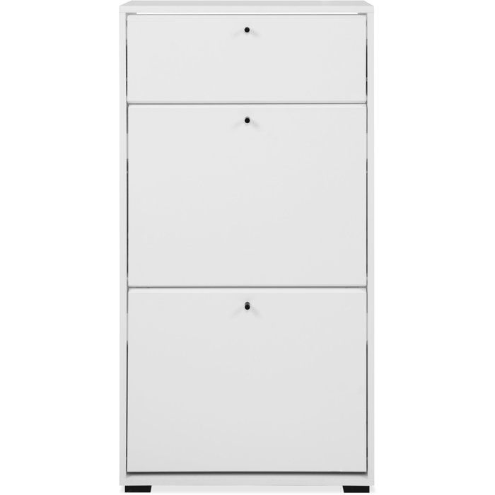 Meuble à chaussures LÜNEBURG - Blanc - 12 paires - Design élégant