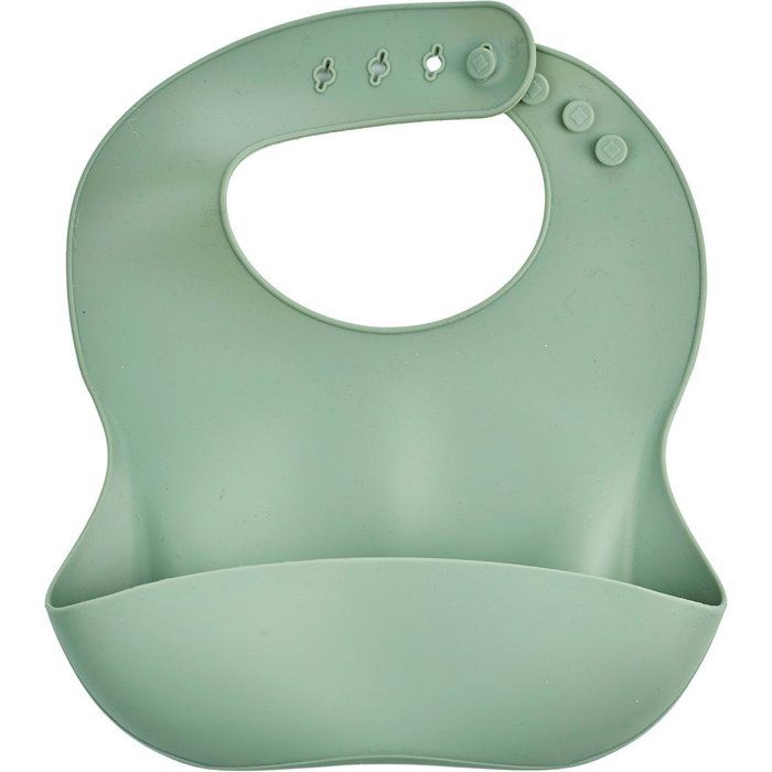 Bavoir en Silicone avec Récupérateur - Vert Cactus