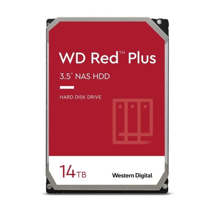 WD Red™ Plus - Disque dur Interne NAS - 14To - 7200 tr/min - 3.5 (WD140EFGX)