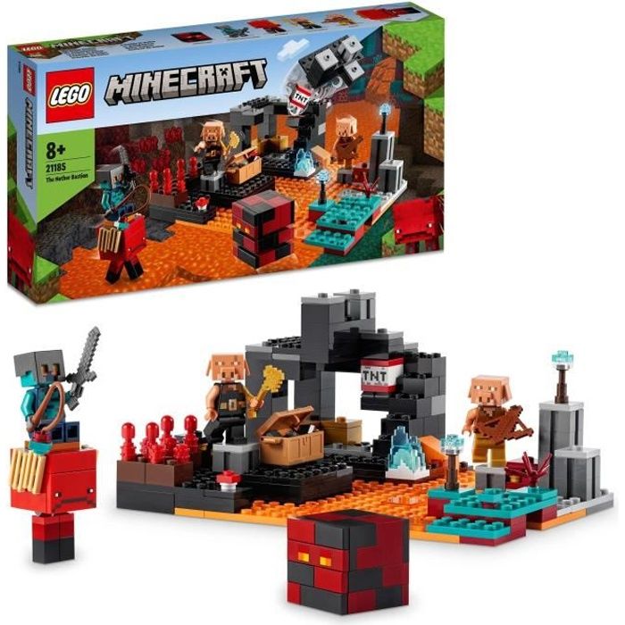 LEGO 21185 Minecraft Le Bastion du Nether, Jouet des 8 Ans, avec Figurines de Cochon et Piglins, Idée Cadeau Anniversaire