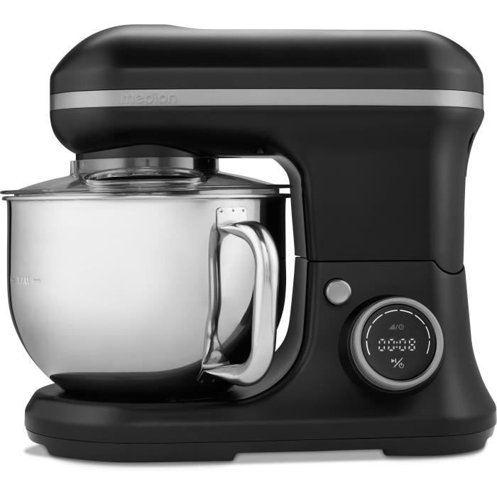 Robot da pasticceria - MEDION - MD18420 - 1200 W - 5 L - 8 velocità - Ciotola per gelato - Nero