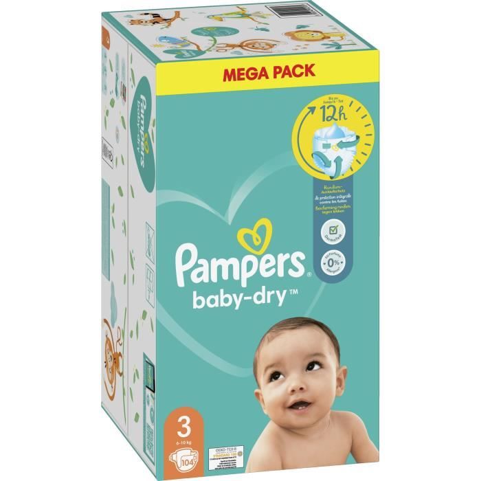 PAMPERS Baby-Dry Taille 3 - 104 Couches