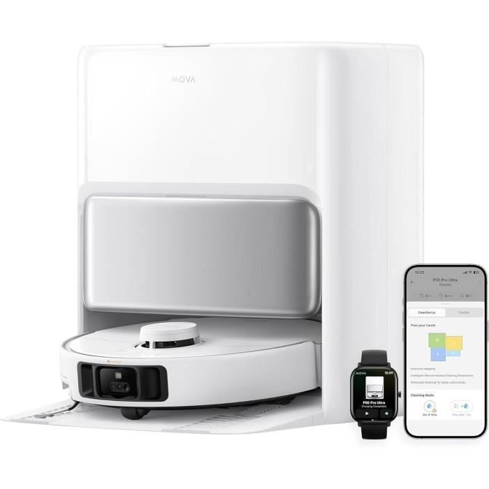 MOVA P50 Pro Ultra - Robot Vacuum Cleaner with Dock - 19,000 Pa - Anti-tangle Brush - Automatic Cleaning