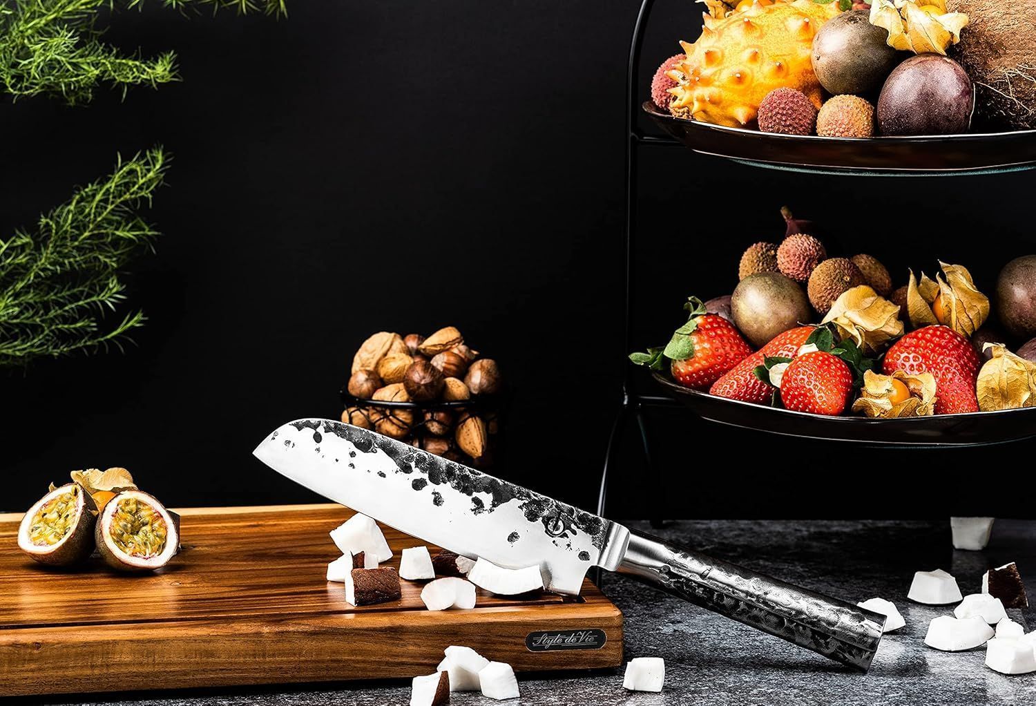 Planche à Découper Antidérapante en Acacia avec Gouttière et Poignée - 40 x 29 cm