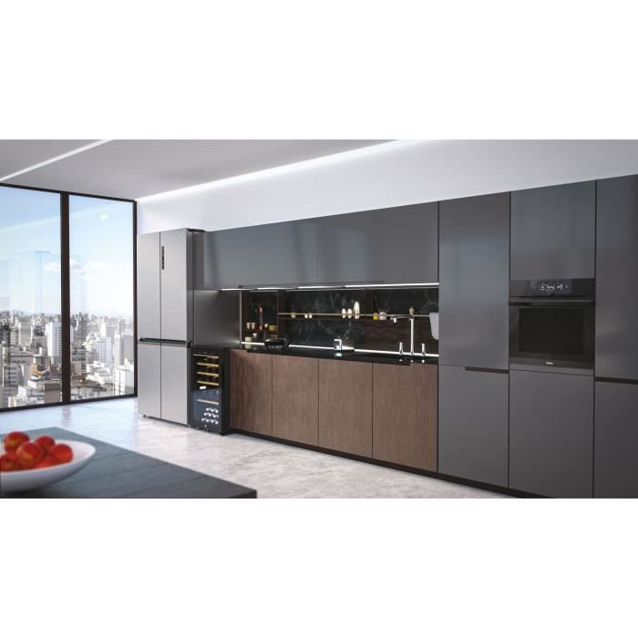 HAIER HTF-540DP7 Réfrigérateur multi portes Cube 90 Série 5 - 528 L (354+174) - Total no frost - Platinum Inox