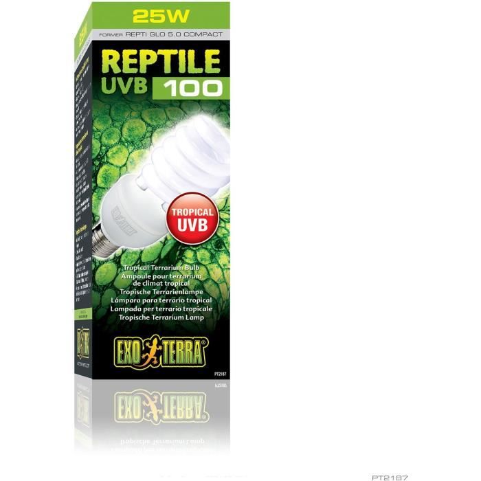 Bombilla fluorescente compacta UVB para terrario - EXO TERRA - Reptile UVB 100 - Clima tropical y subtropical 26W
