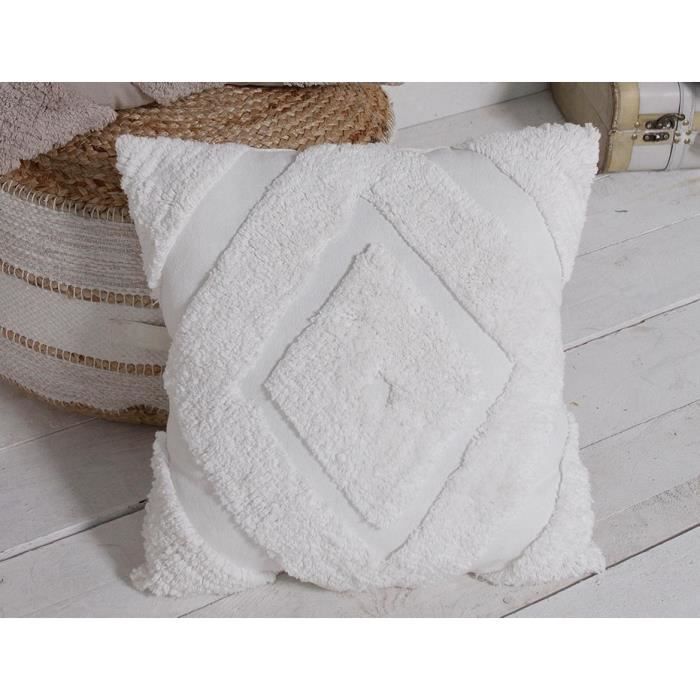 TODAY Coussin tufté Slow Life - 45 x 45 cm - Craie