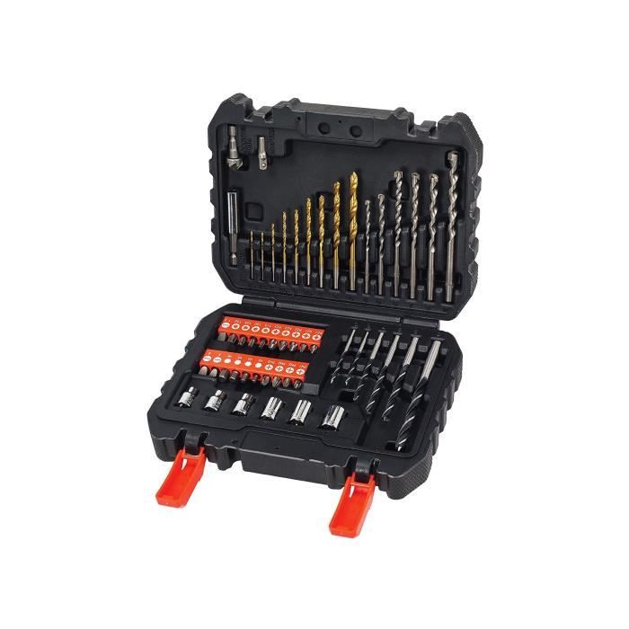 Coffret per�age vissage - BLACK+DECKER - A7188-XJ - 50 accessoires - forets, embouts, douilles