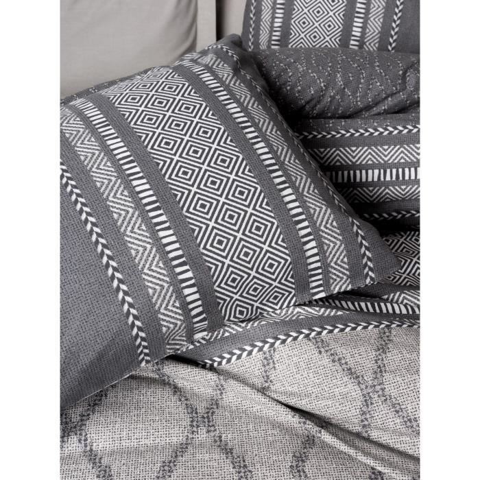 Image secondaire de Parure de lit - 1 housse de couette 220 x 240 cm + 2 taies d'oreiller 60 x 60 cm - 100% coton renforcé - Vison