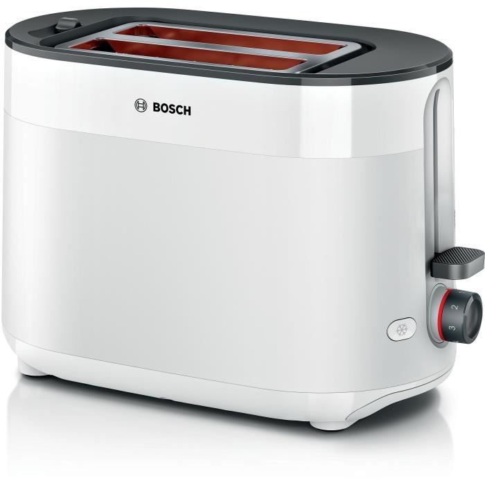 Toaster - BOSCH -  TAT2M121 MyMoment - Blanc - 2 tranches - centrage automatique du pain - fonctions d�cong�lation et r�chauffage