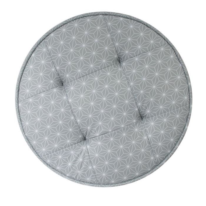 HOME DECO Factory Pouf rond - 50 cm - Gris motif blanc M2 HD3918