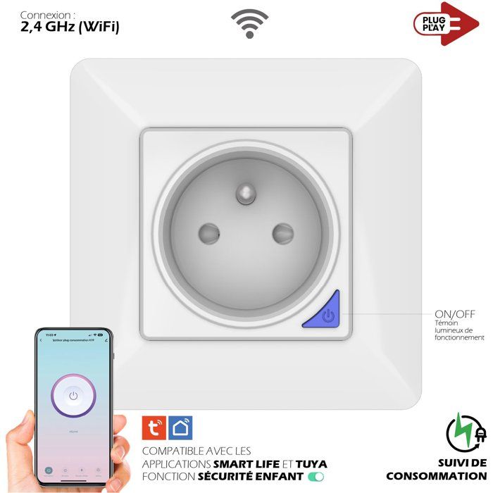 Image secondaire de Prise encastrée connectée KYF avec compteur d'énergie et qualité de l'air