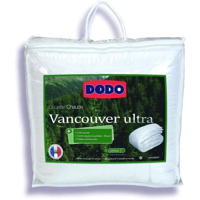 Couette Vancouver DODO Ultra chaude 220/240  Enveloppe 100% Polyester Garnissage 100% Polyester Fibre Creuse Siliconée 350g/m131