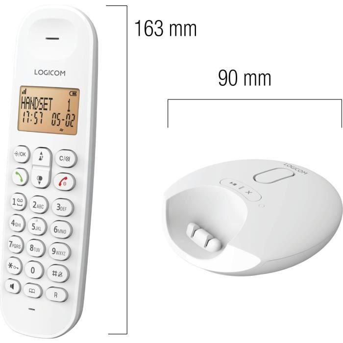 Image secondaire de Téléphone fixe sans fil - LOGICOM - DECT ILOA 155T SOLO - Blanc - Avec répondeur