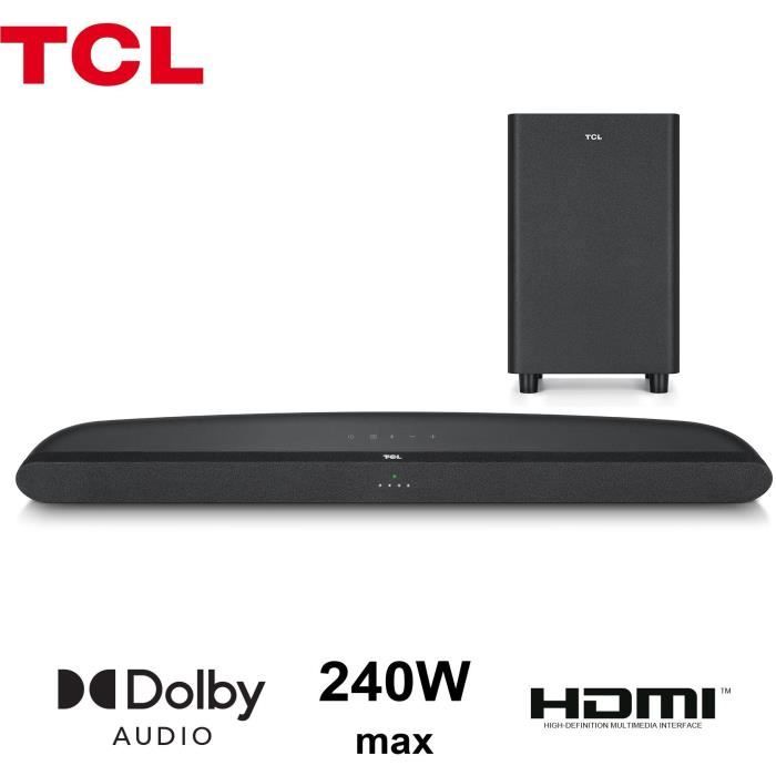 TCL TDS-6110 - Barre de son Home Cinéma 2.1 avec caisson de basses sans fil - HDMI - 240W - Dolby Audio