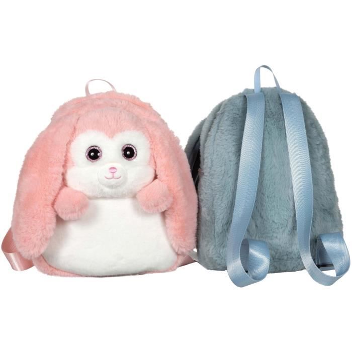 Image secondaire de Fluffy Bag - GIPSY TOYS - Sac a dos en peluche - Lapin bleu et blanc 30 cm