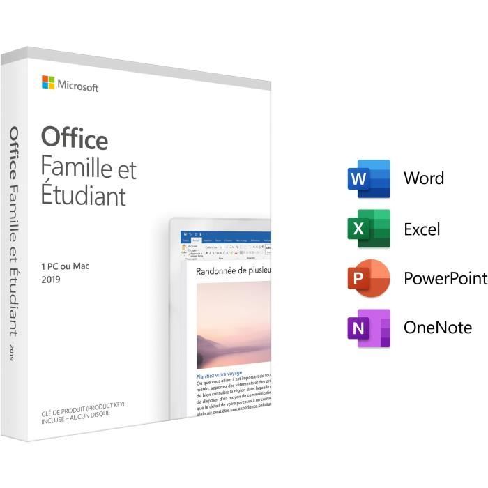 Microsoft Office Famille et Etudiant 2019 - Achat définitif