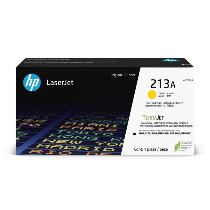 Cartuccia toner giallo originale HP 213A (W2132A) per HP LaserJet Enterprise 5700/6700/MFP 5800/6800/6801