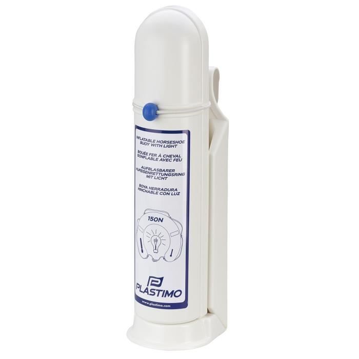 PLASTIMO Bouée Fer a Cheval Gonflable - 150N - Avec feu - Boîtier Blanc