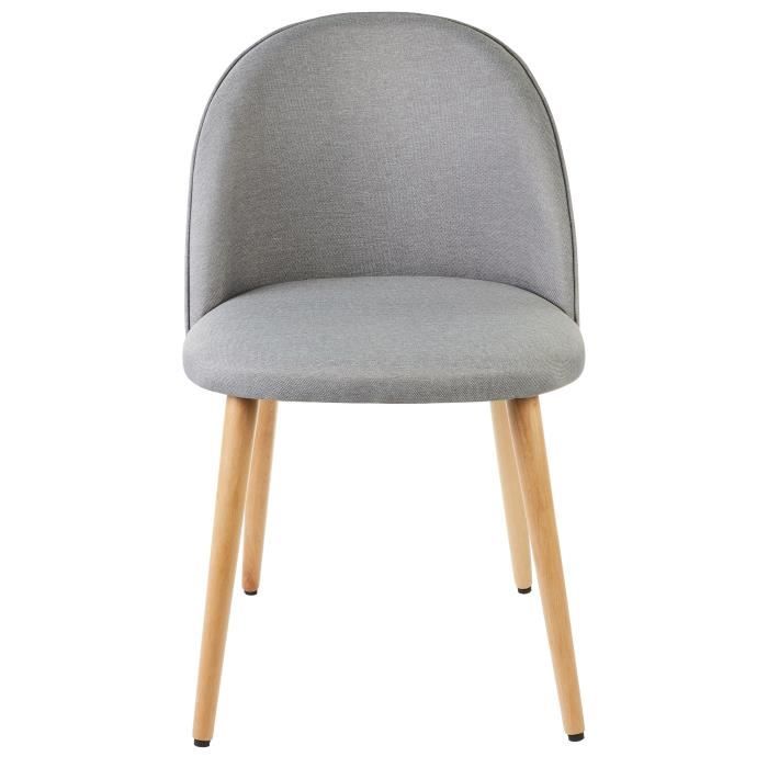MACARON chaise de salle a manger - Tissu gris clair - Scandinave - L 50 x P 50 cm
