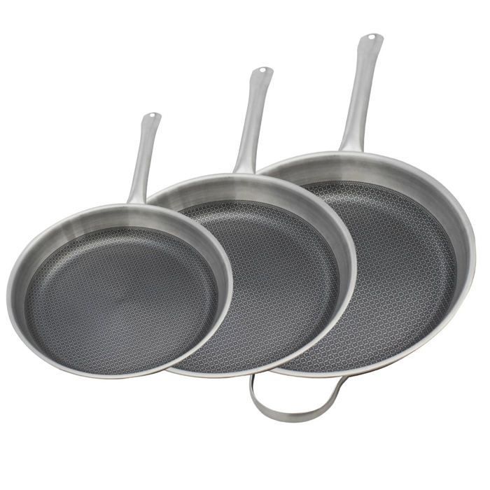 Set de 3 poêles à induction ELO Relief Solutions en inox 18/10