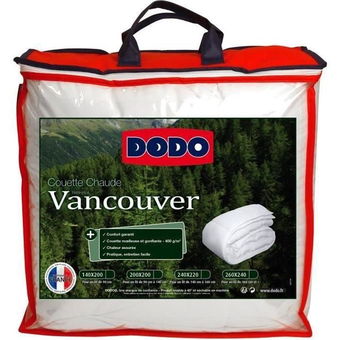 Trapunta calda DODO 400gr / m² VANCOUVER 200x200 cm bianco